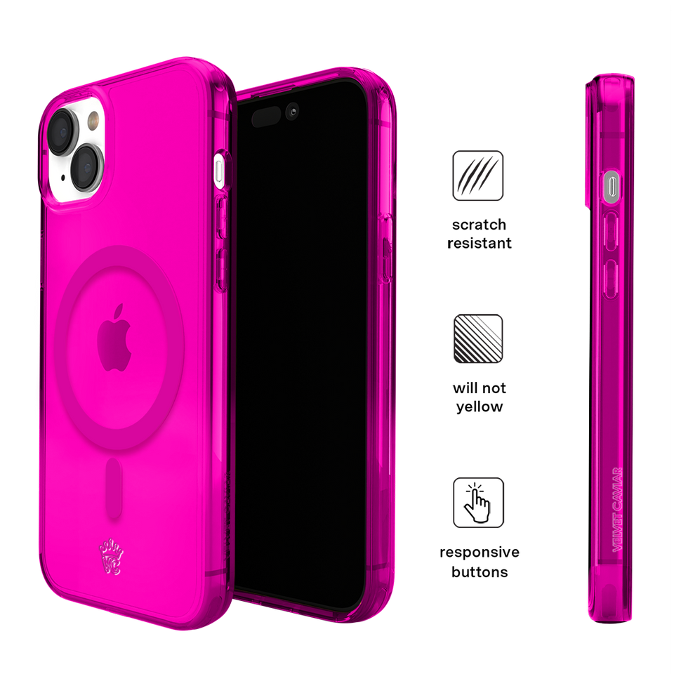 Neon Pink Clear iPhone Case