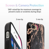 Black Marble Rose Gold Chrome iPhone Case