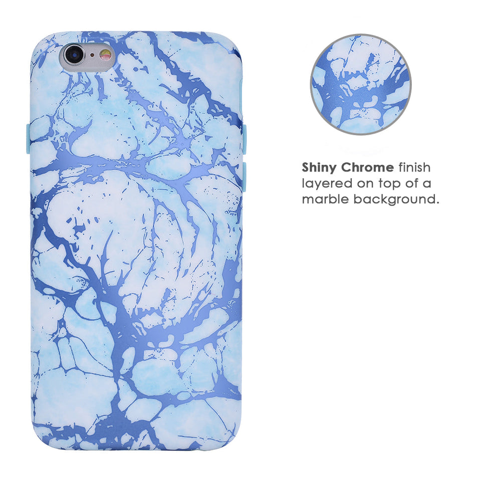 Ocean Blue Chrome Marble iPhone Case