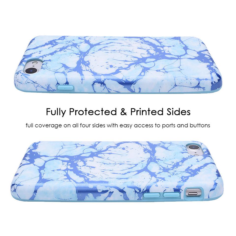 Ocean Blue Chrome Marble iPhone Case
