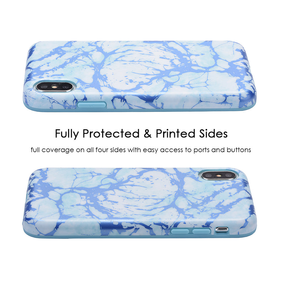 Ocean Blue Chrome Marble iPhone Case