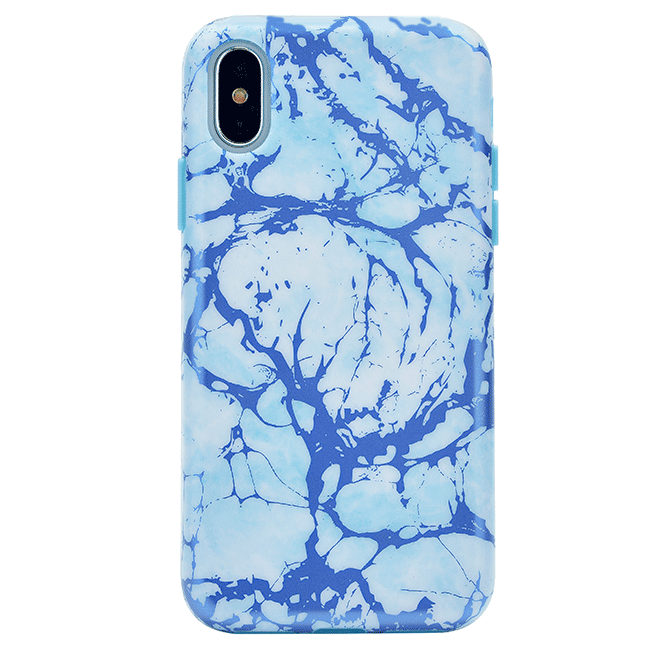Ocean Blue Chrome Marble iPhone Case