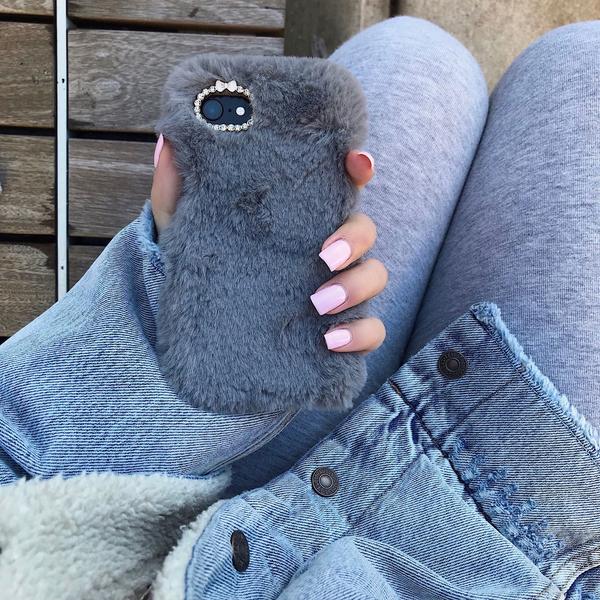 Gray Faux Fur iPhone Case