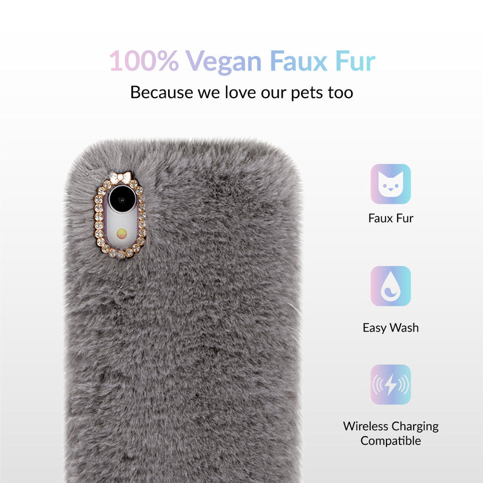 Gray Faux Fur iPhone Case