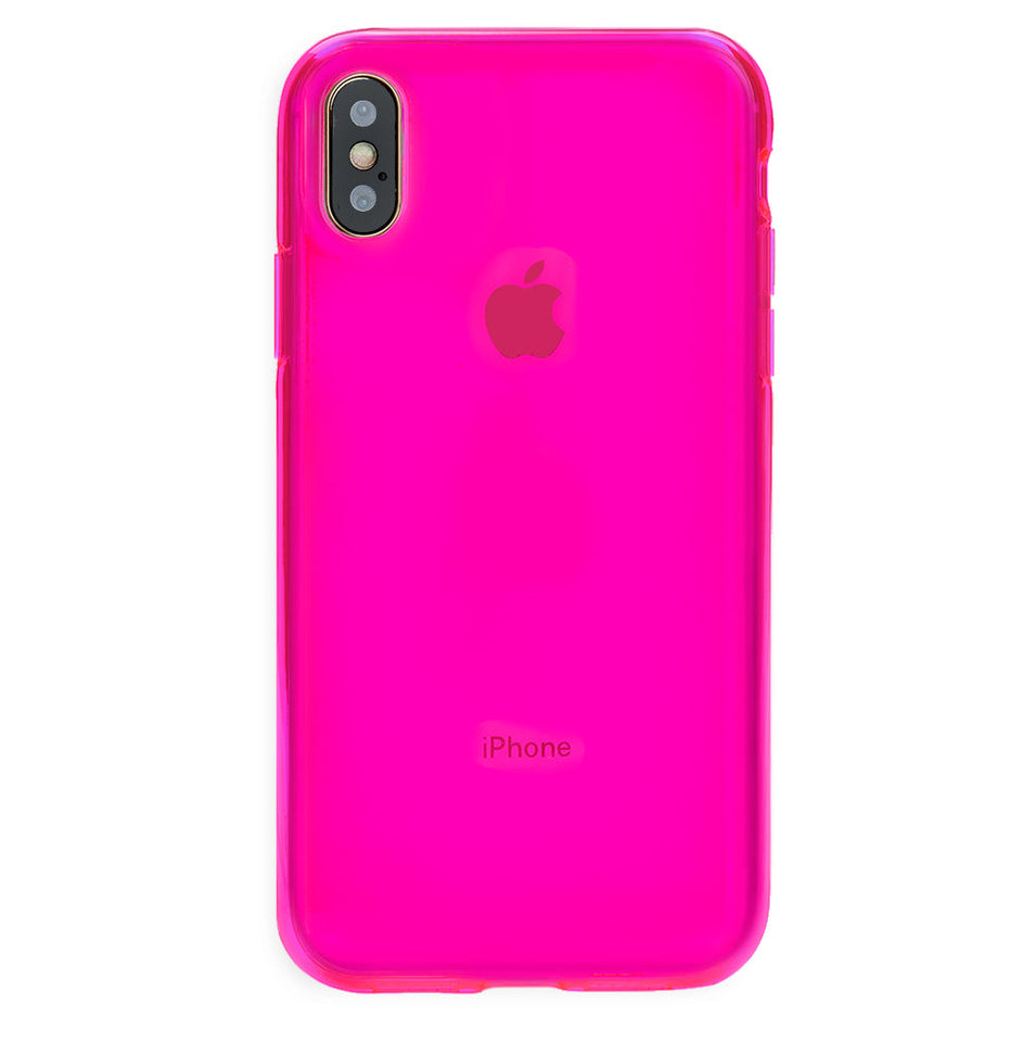 Neon Pink Clear iPhone Case