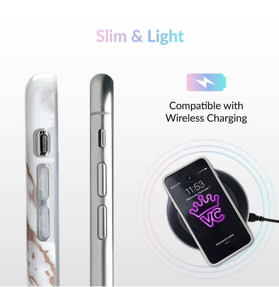 White Marble Rose Gold Chrome 2.0 iPhone Case