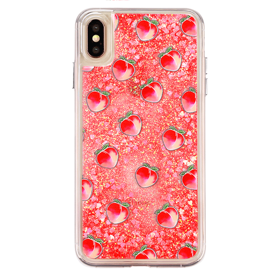 Peach Clear Glitter iPhone Case