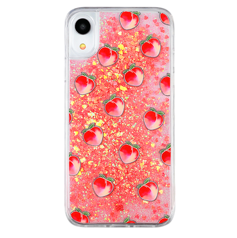 Peach Clear Glitter iPhone Case