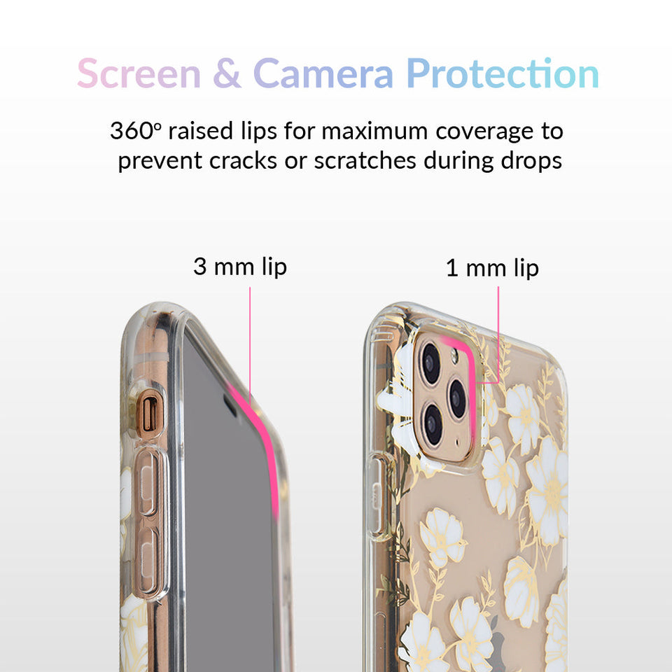 White and Gold Floral Clear iPhone Case