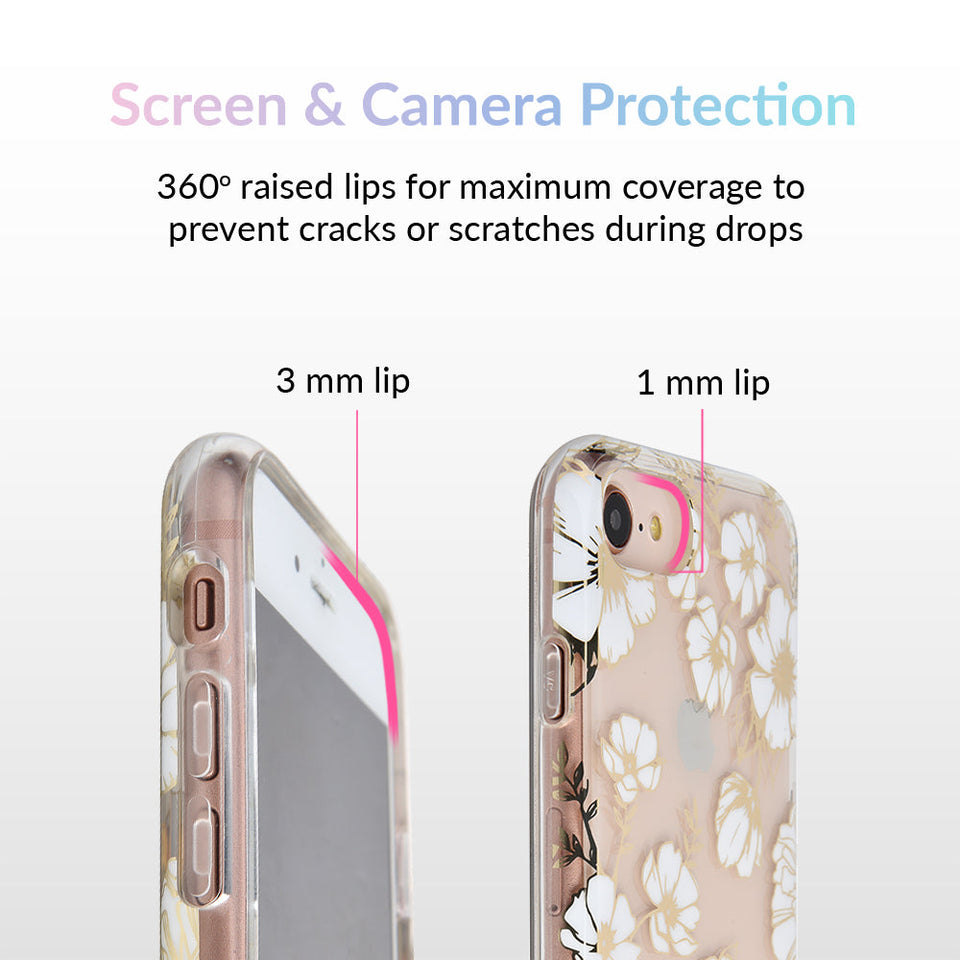 White and Gold Floral Clear iPhone Case