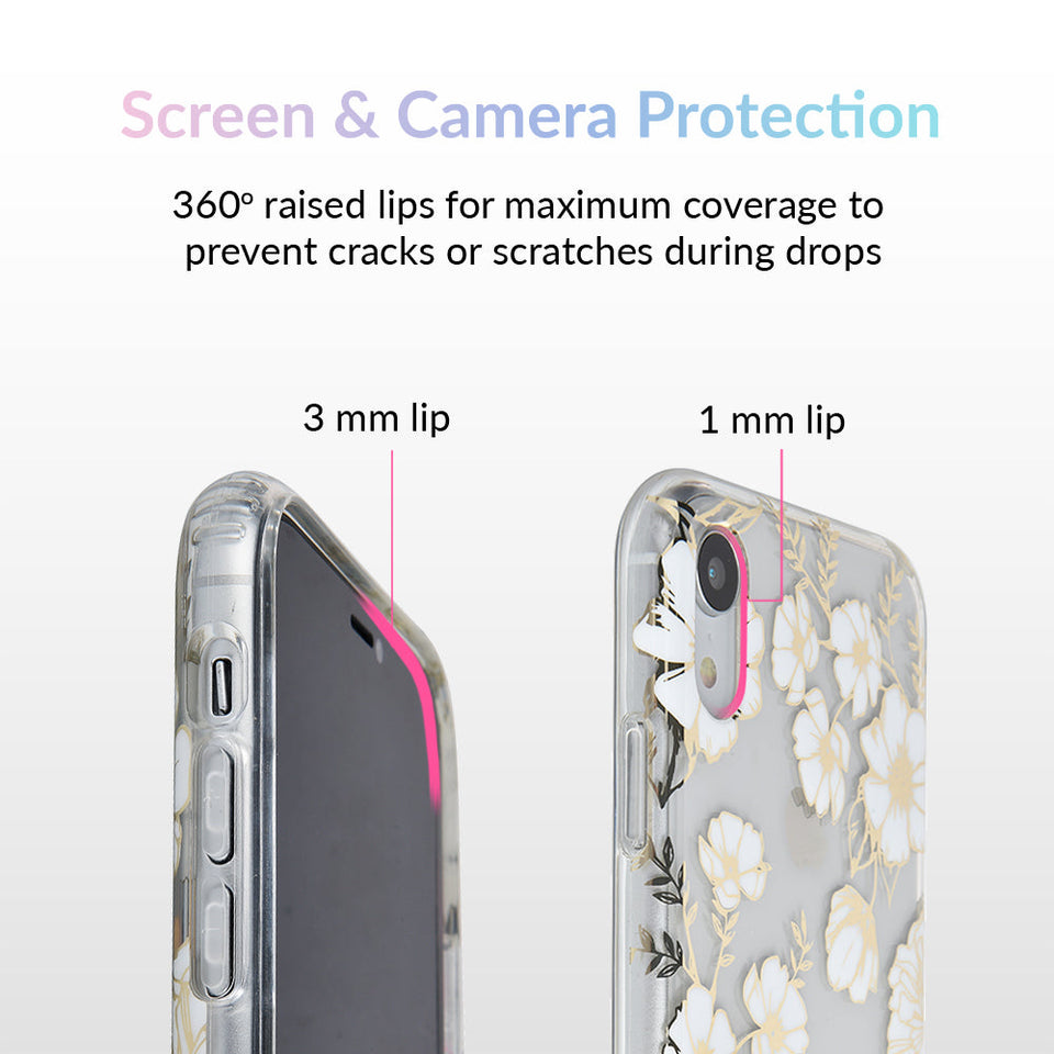 White and Gold Floral Clear iPhone Case