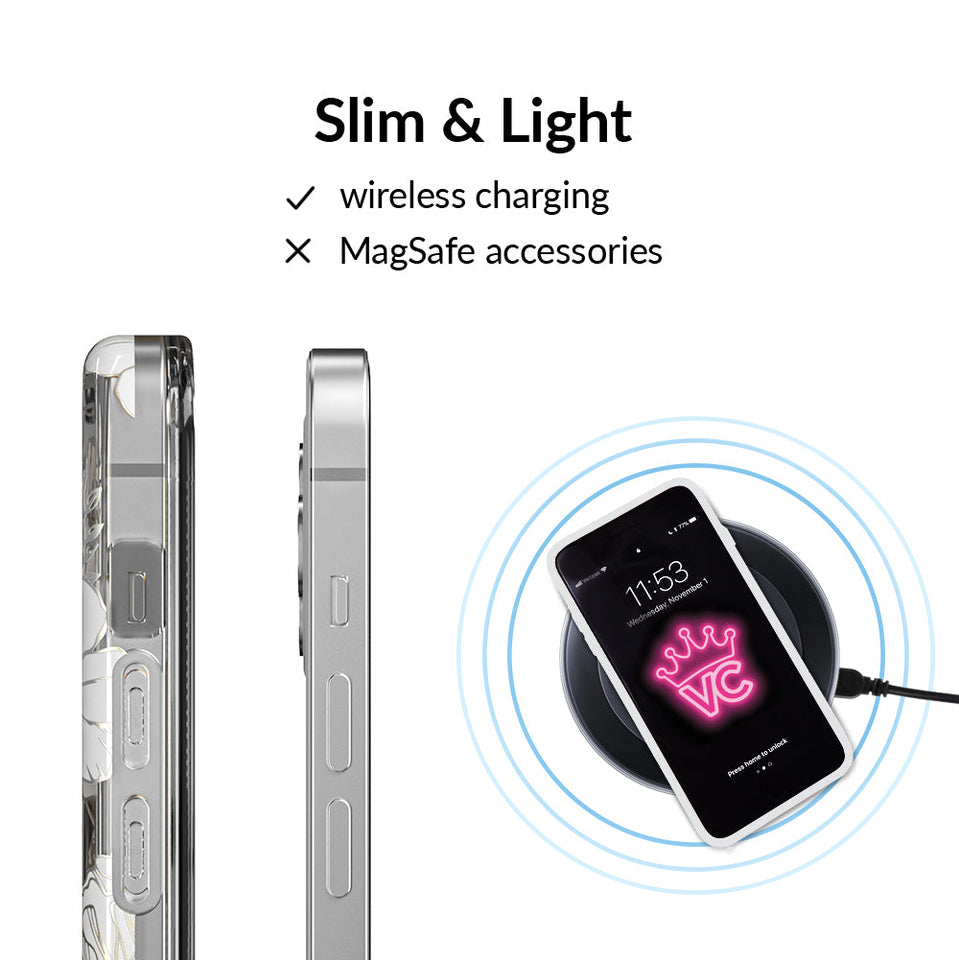 White and Gold Floral Clear iPhone Case