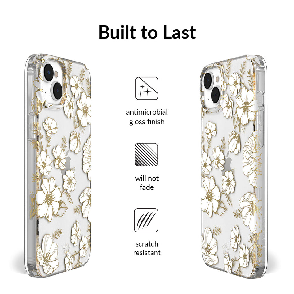 White and Gold Floral Clear iPhone Case