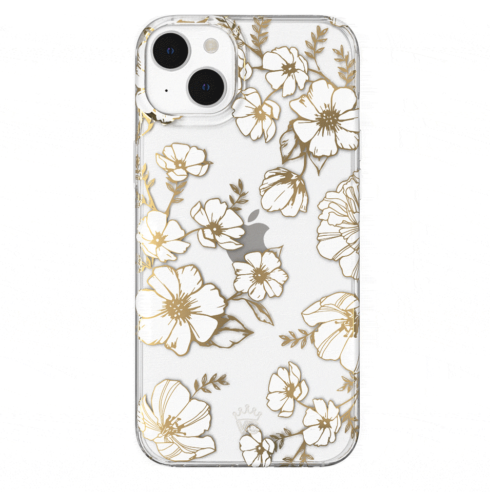 White and Gold Floral Clear iPhone Case