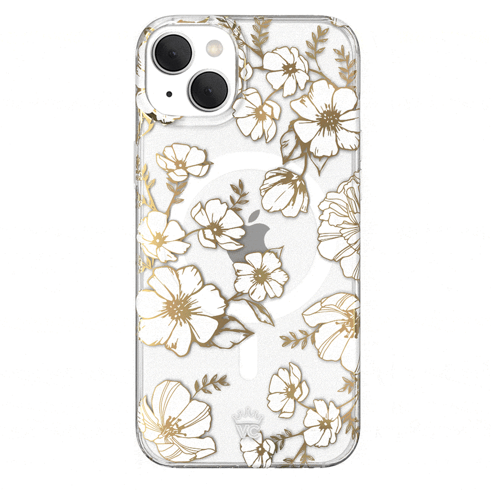 White and Gold Floral Clear iPhone Case