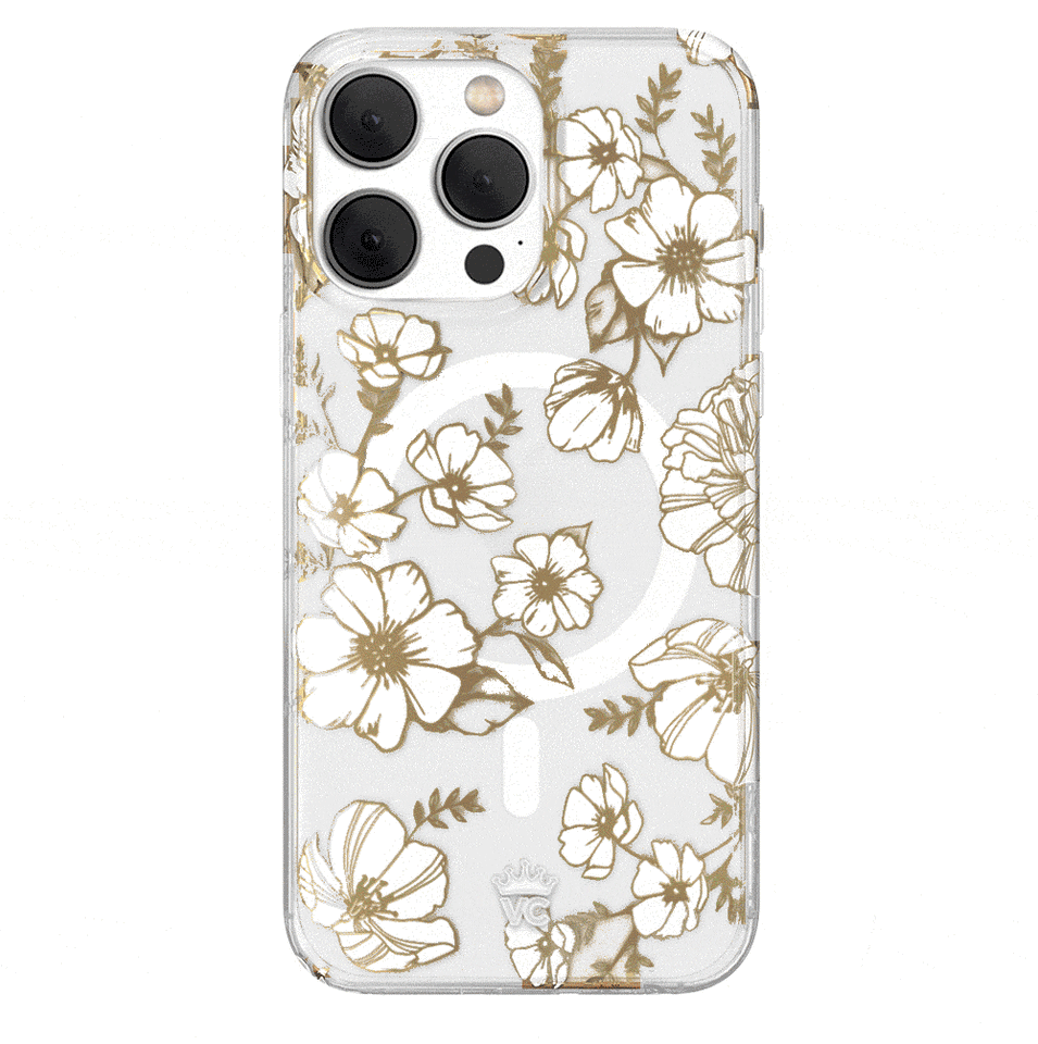 White and Gold Floral Clear iPhone Case