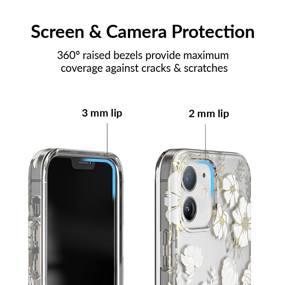 White and Gold Floral Clear iPhone Case