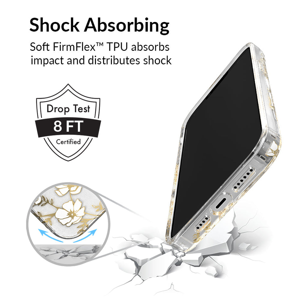 White and Gold Floral Clear iPhone Case