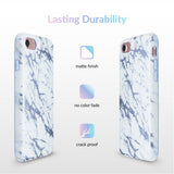 White Marble Blue Chrome iPhone Case