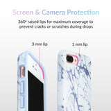 White Marble Blue Chrome iPhone Case