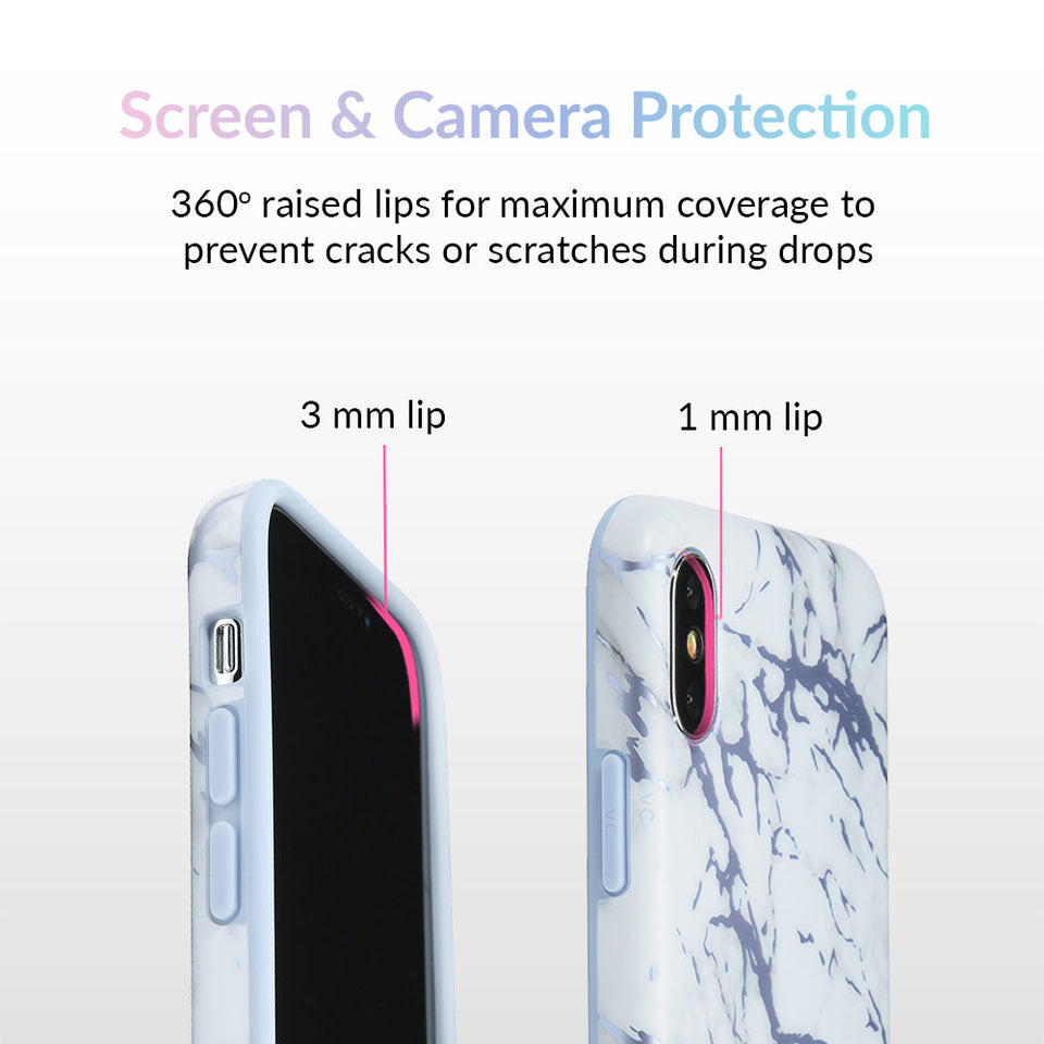 White Marble Blue Chrome iPhone Case