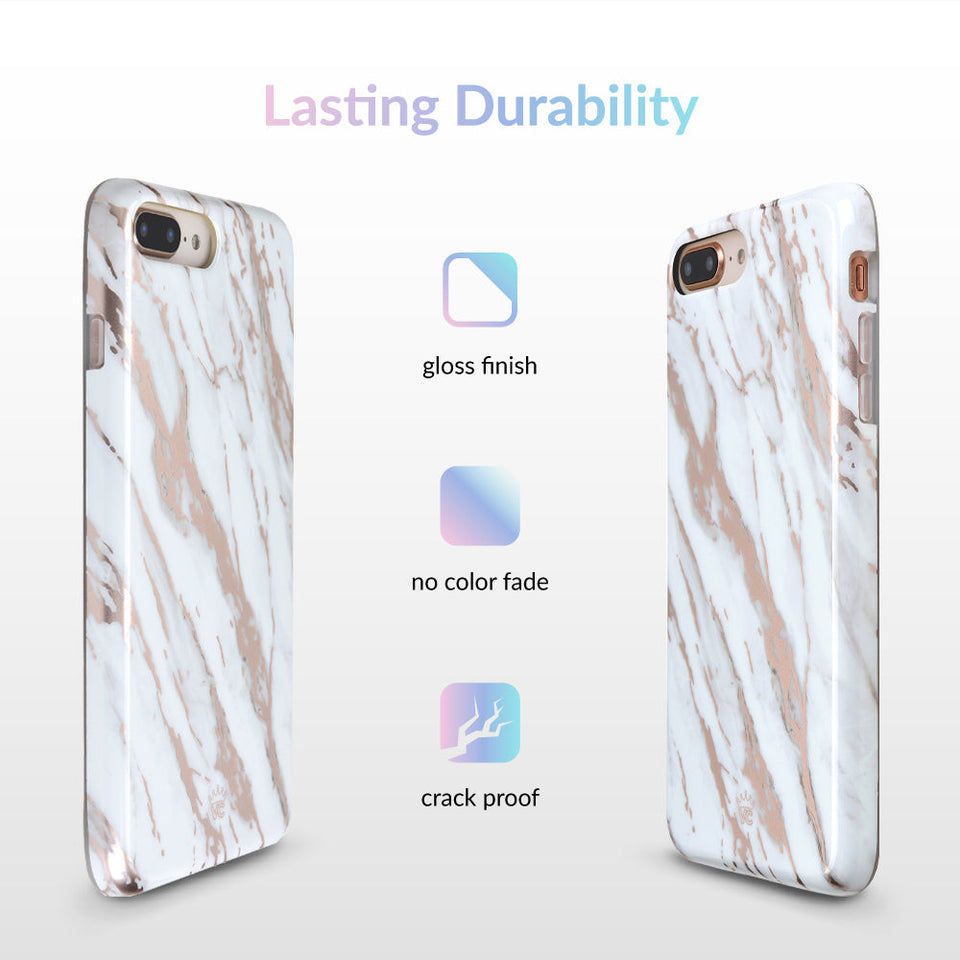 White Marble Rose Gold Chrome 2.0 iPhone Case
