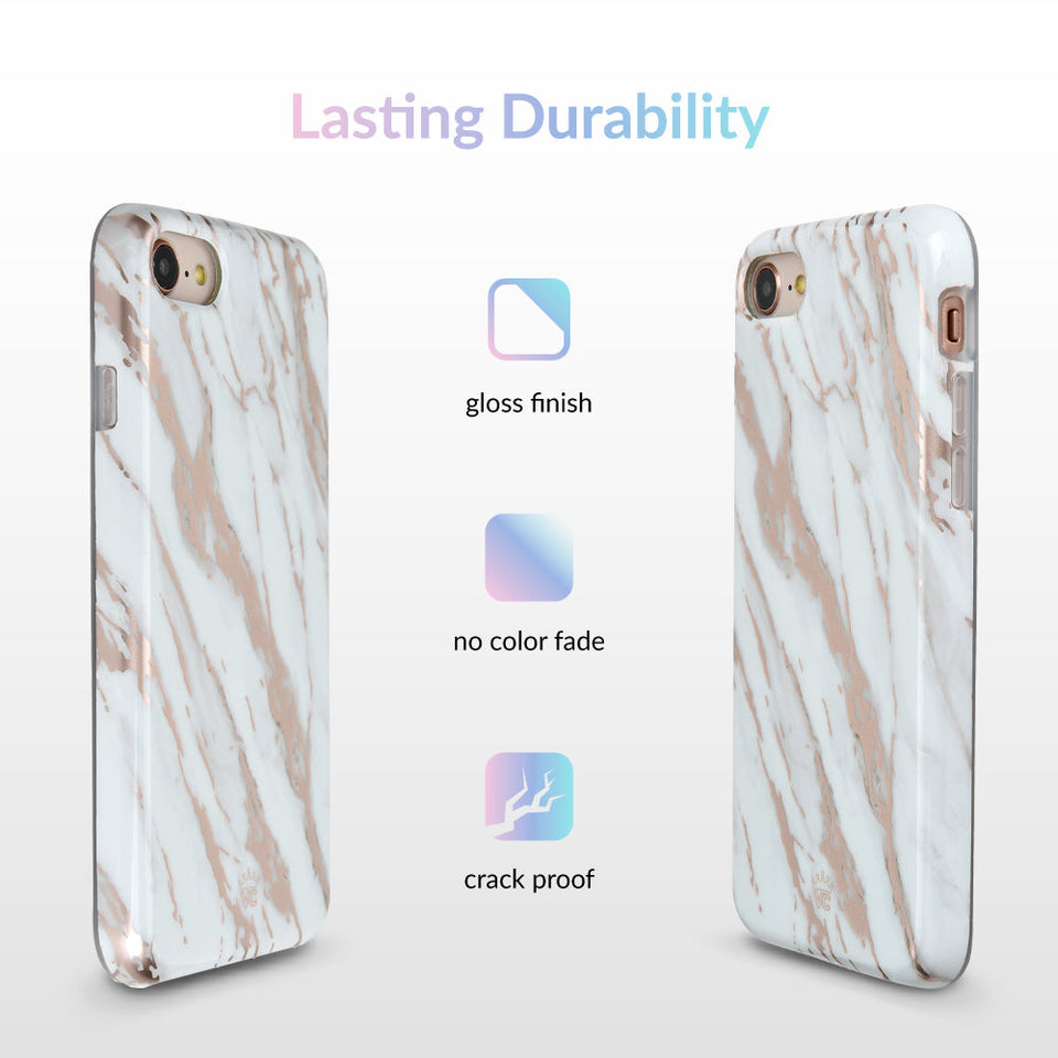 White Marble Rose Gold Chrome 2.0 iPhone Case