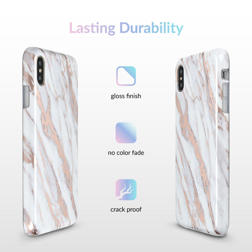 White Marble Rose Gold Chrome 2.0 iPhone Case