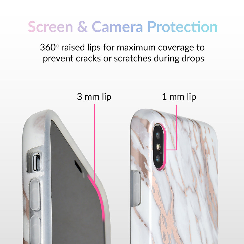 White Marble Rose Gold Chrome 2.0 iPhone Case