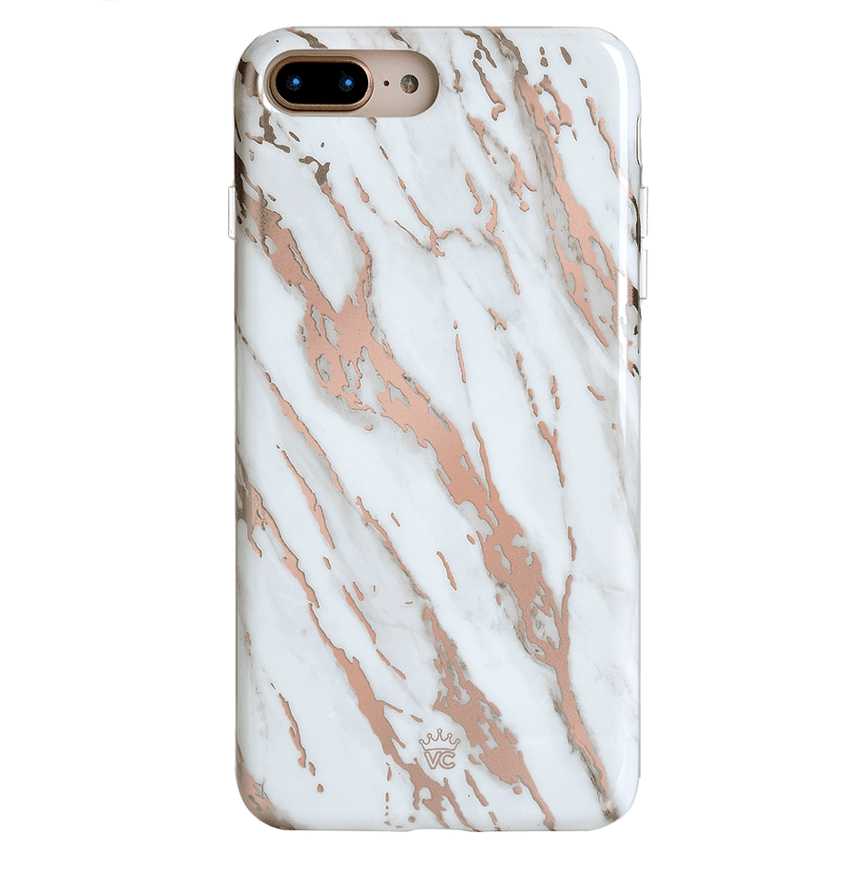 White Marble Rose Gold Chrome 2.0 iPhone Case