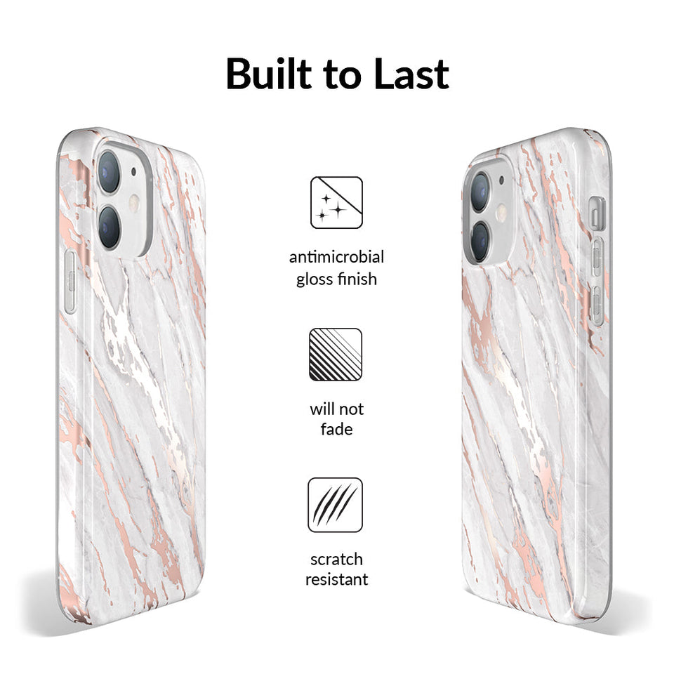 White Marble Rose Gold Chrome 2.0 iPhone Case
