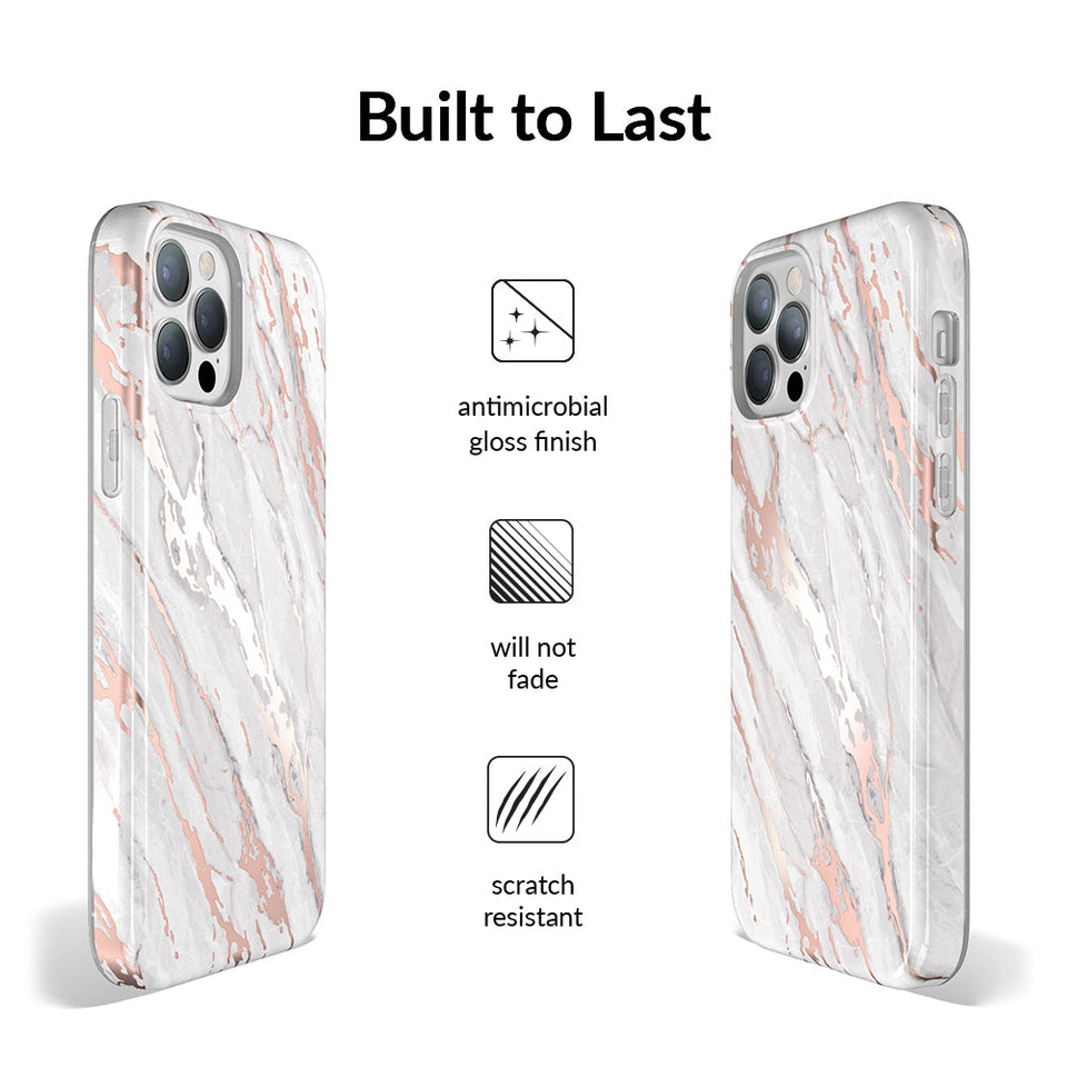 White Marble Rose Gold Chrome 2.0 iPhone Case