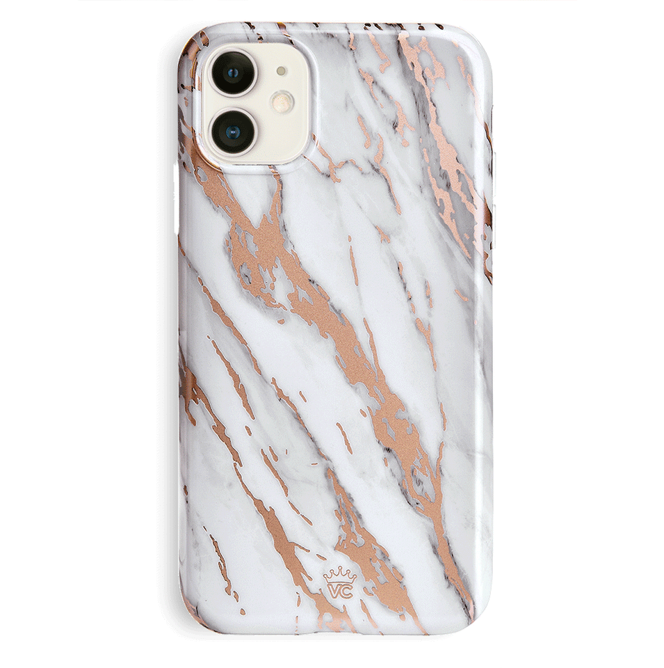 White Marble Rose Gold Chrome 2.0 iPhone Case