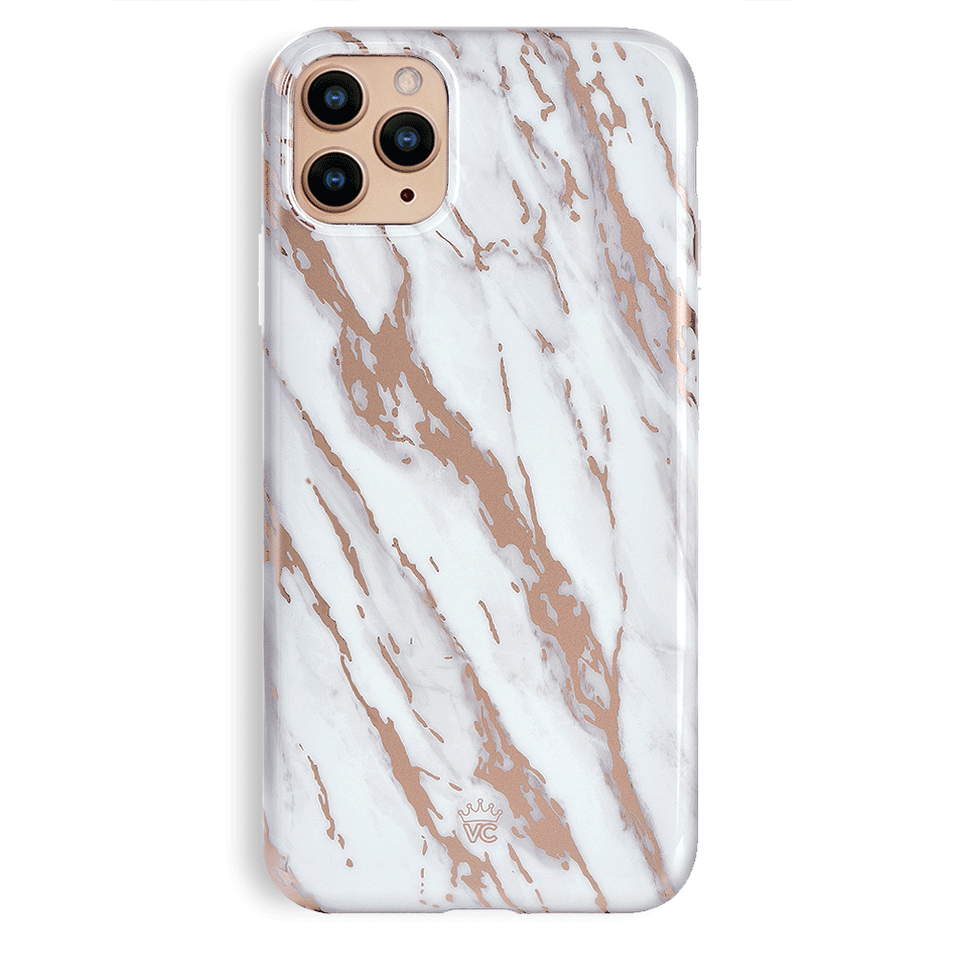 White Marble Rose Gold Chrome 2.0 iPhone Case