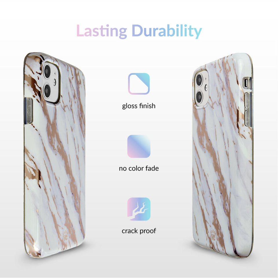 White Marble Rose Gold Chrome 2.0 iPhone Case