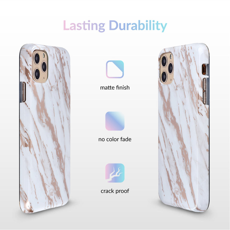 White Marble Rose Gold Chrome 2.0 iPhone Case