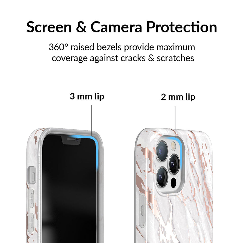 White Marble Rose Gold Chrome 2.0 iPhone Case